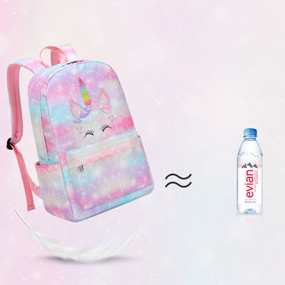 Unicorn School Backpack for Girls Kids Elementary Bookbag Lunch Bag Set