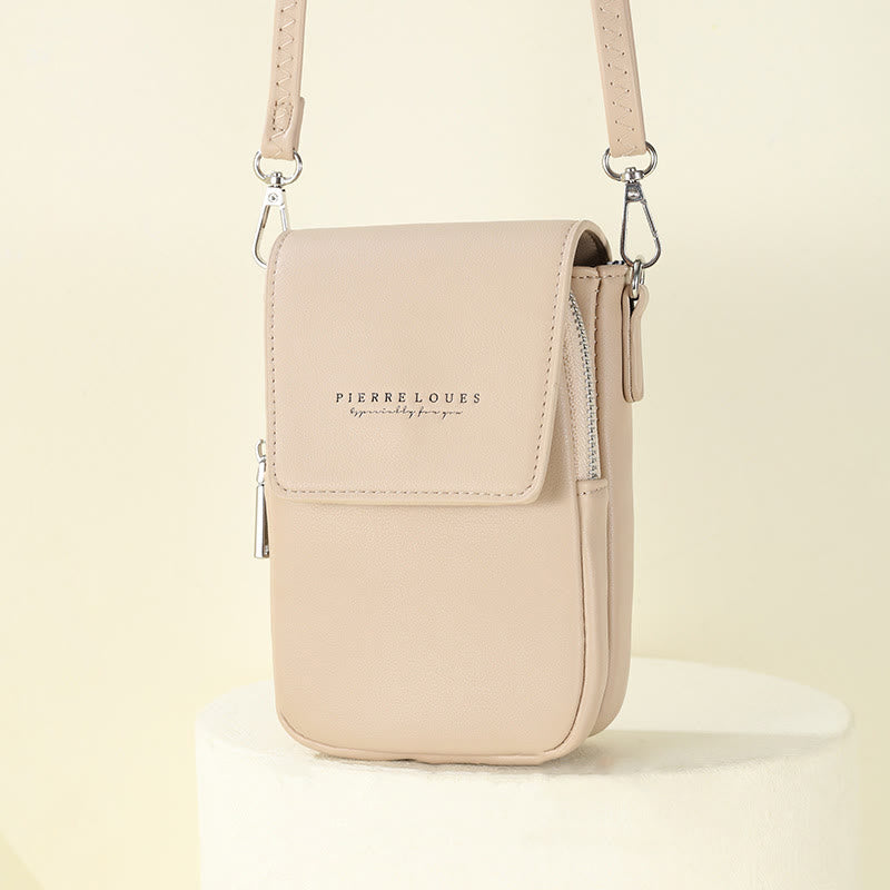 Mini Phone Bag For Women Leather Double Compartment Crossbody Bag