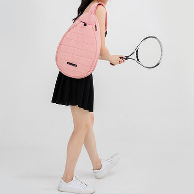 Racket Bag For Women Plaid Pattern Waterproof Polyester Crossbody Bag