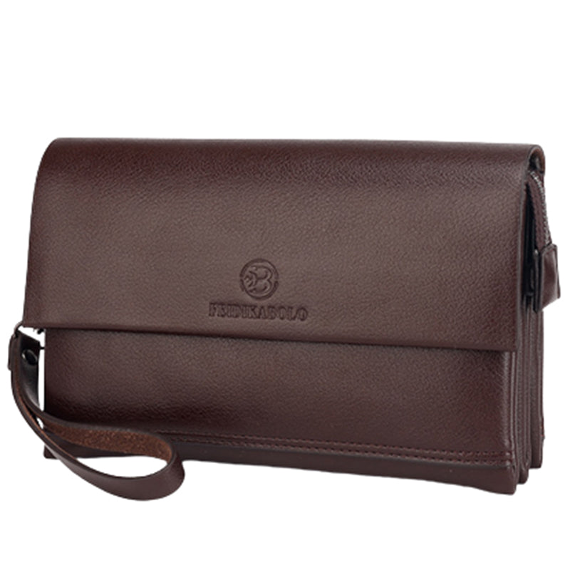 Leather Clutch for Men Triple Compartment Organizer Wrist Bag Wallet