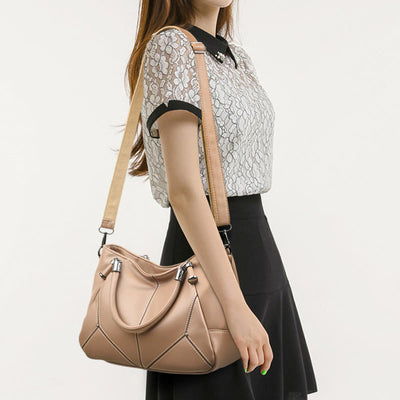 Soft Leather Handbag Women Adjustable Wide Strap Minimalist Crossbody Tote