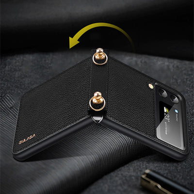 Crossbody Phone Case Samsung Z Flip 4 Folding Screen Leather Protective Cover