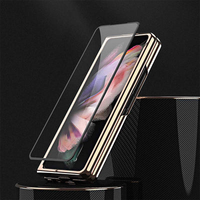 Phone Case For Galaxy Fold 4 Quilted Rhombic Ring Protective Case