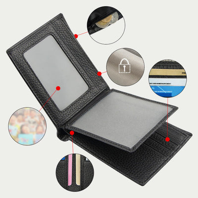 Leather Wallet For Men Anti Theft RFID Black Purse