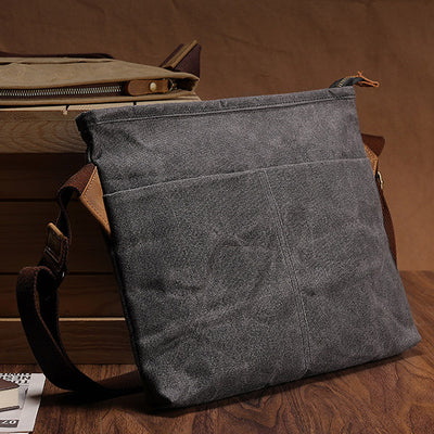 Retro Canvas Crossbody Bag Large Slim Laptop Bag Shoulder Bag