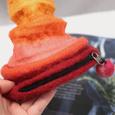 Round Coin Purse For Women Cute Wool Felt Clutch