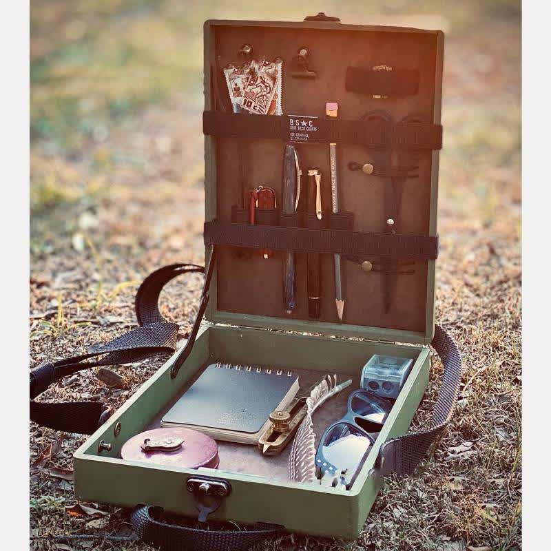 Portable Writers Messenger Wood Box Artist Tool Box for Outdoor Painting