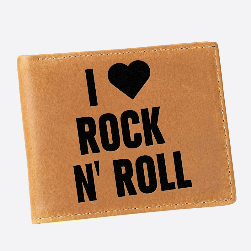 I Love Rock N Roll Engrave Wallet For Men RFID Purse