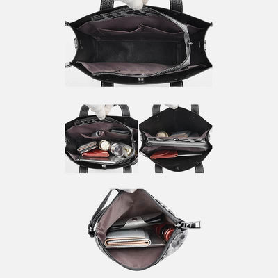 Leopard Print Tote Bag Set For Women Leather Handbag
