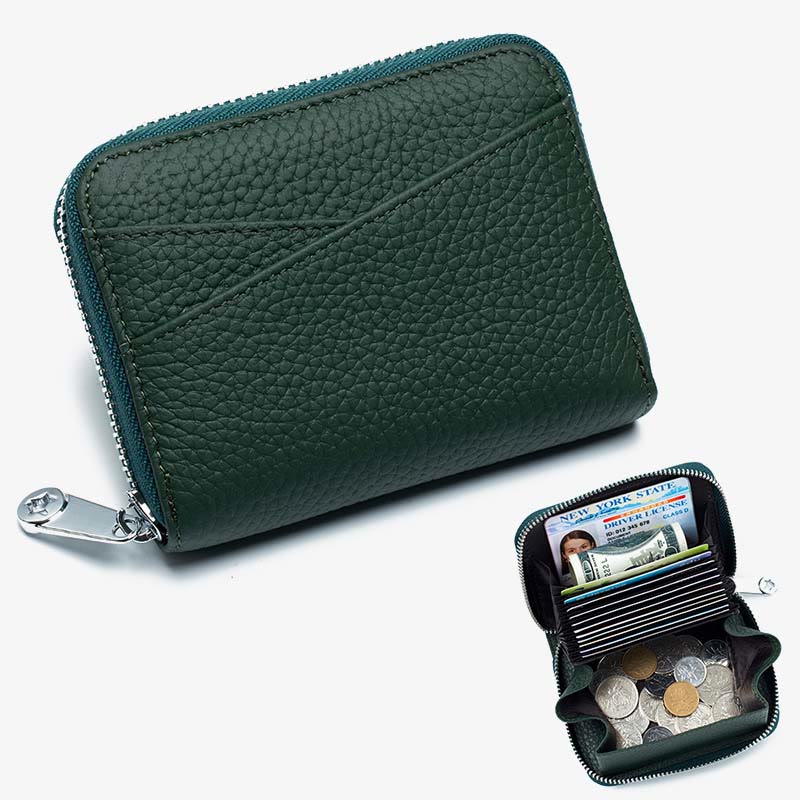 RFID Blocking Zip Around Wallet Small Card Holder Coin Purse Change Pouch