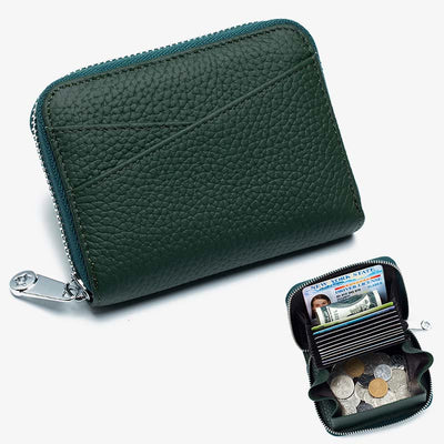 RFID Blocking Zip Around Wallet Small Card Holder Coin Purse Change Pouch