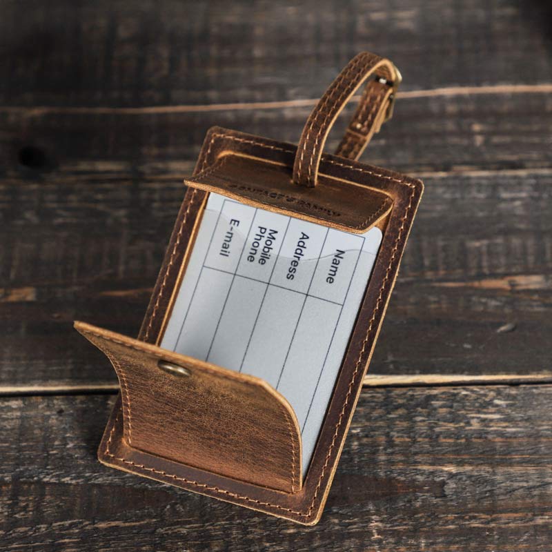 Retro Leather Airtag Holder Luggage Tag