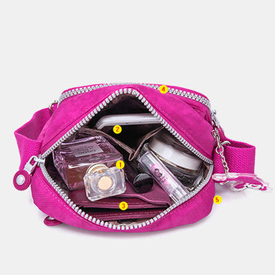 Lightweight Waterproof Small 3 Zip Crossbody Shoulder Bag