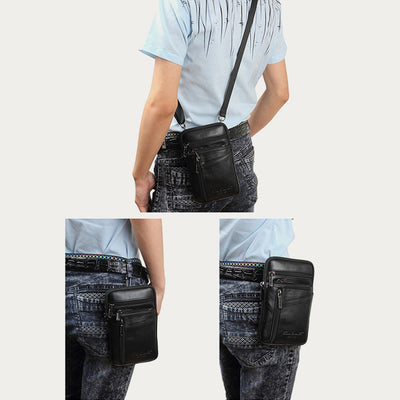 Messenger Bag For Men Mini Ultra Thin Leather Shoulder Bag