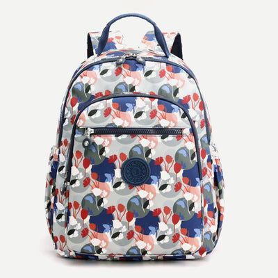 Backpack for Women Waterproof Multi-Compartment Printing Casual Nylon Lightweight Schoolbag