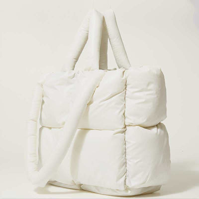Women Large Capacity Quilted Puffer Tote Bag Soft Padded Down Handbag
