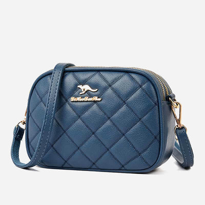 3 Zip Crossbody Bag for Women Faux Leather Quilted Small Shoulder Purse