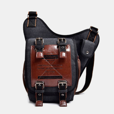 Crossbody Bag For Men Retro Multifunctional Canvas Daily Messenger Bag