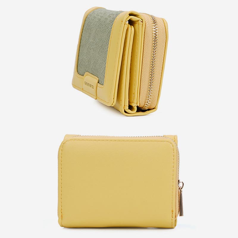 Womens Slim Mini Purse Trifold Wallet Card Holder Zipper Coin Pocket