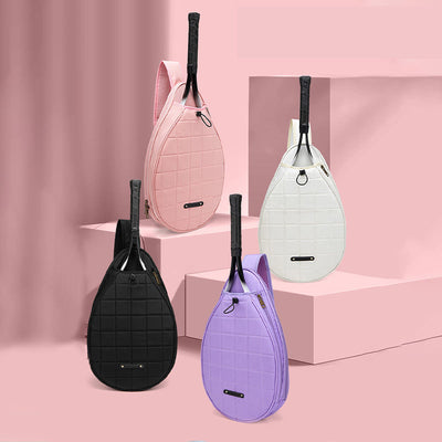 Racket Bag For Women Plaid Pattern Waterproof Polyester Crossbody Bag