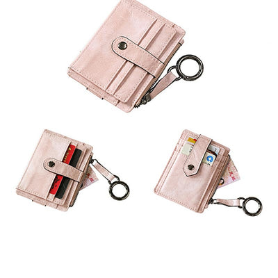 Slim Card Case Front Pocket Wallet Women Credit Card Holder with Keychain