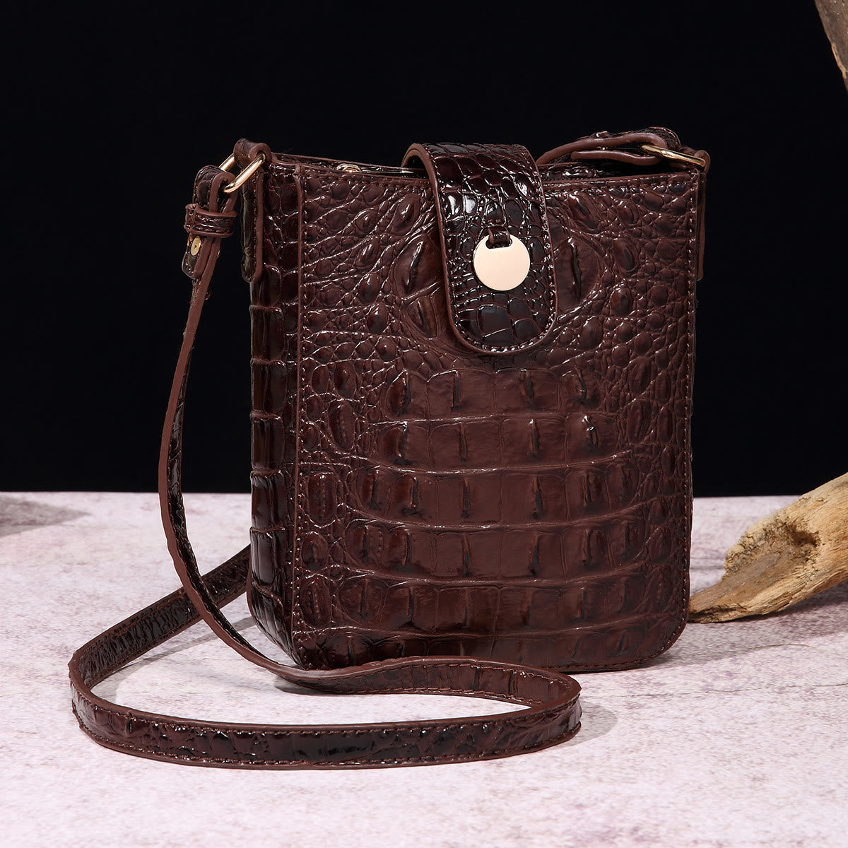 Crossbody Bag For Women Retro Crocodile Pattern Phone Bag