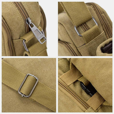 Vintage Canvas Crossbody Bag for Men Multifunctional Daypack Shoulder Bag