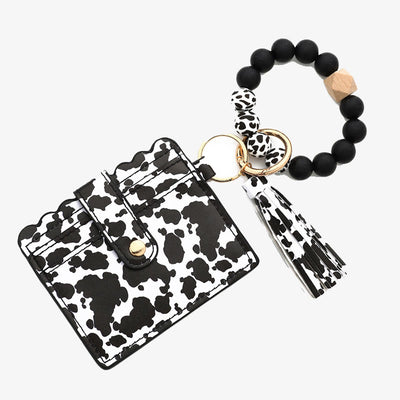 Western Card Holder Silicone Bead Bracelet Tassel Purse For Women