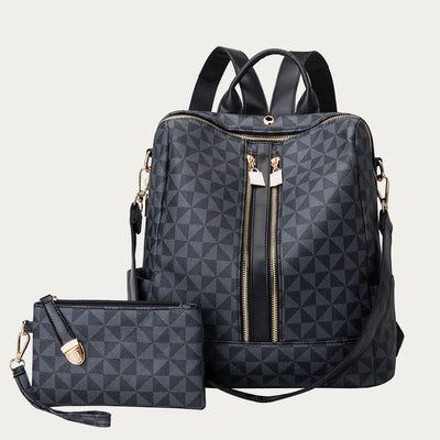 2Pcs Backpack Purse For Women PU Leather Convertible Satchel with Wallet