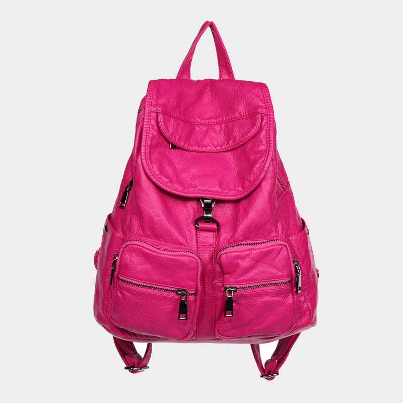 Soft Leather Travel Backpack Small Waterproof Casual Daypack Backpacks for Women