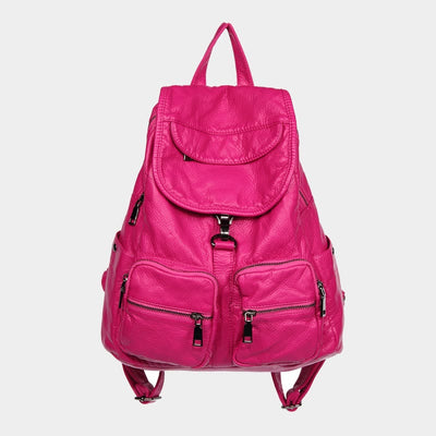 Soft Leather Travel Backpack Small Waterproof Casual Daypack Backpacks for Women