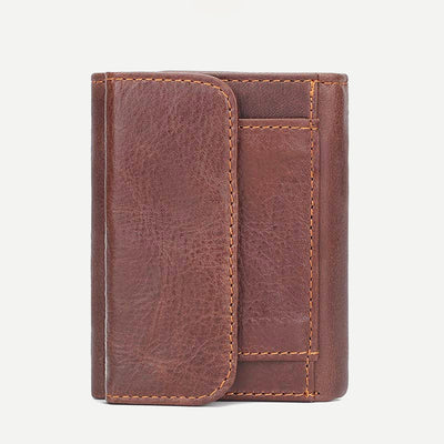 Men's Trifold Durable Wallets RFID Blocking Soft Genuine Leather Wallet