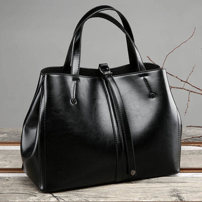 Minimalist Tote Pure Color Leather Crossbody Handbag For Women