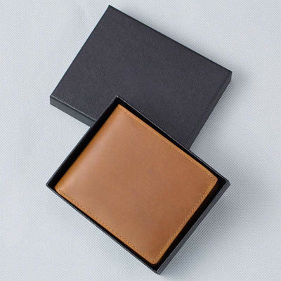 Personalized Engraved Mens Wallet Trifold Leather Wallet Card Holder