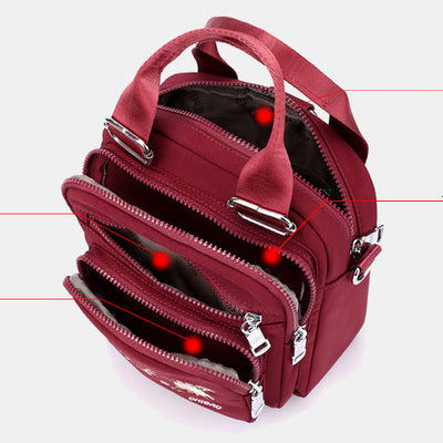Multi-Compartment Waterproof Embroidery Floral Backpack Daypack Crossbody Bag