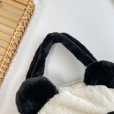 Cute Panda Shoulder Bag For Women Plush Underarm Bag