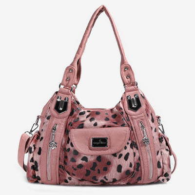 Leopard Pattern Handbag For Women Faux Leather Tote Satchel