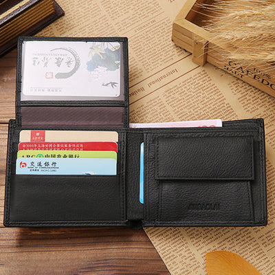 Genuine Leather Large Capacity Vintage Trifold Wallet