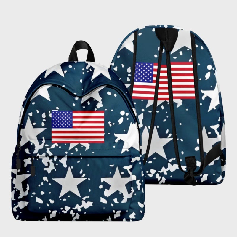 Backpack For Teenager American Flag Print Outdoor Camping Study Daypack