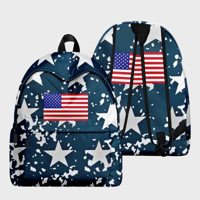 Backpack For Teenager American Flag Print Outdoor Camping Study Daypack