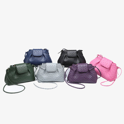 Ostrich Print Crossbody Bag Women Plain Color Cloud Bag