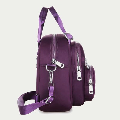 Multi-Compartment Waterproof Embroidery Floral Backpack Daypack Crossbody Bag