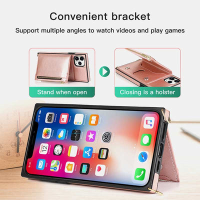 2-IN-1 Phone Case Wallet for iPhone/Samsung with Coin Purse Crossbody Strap