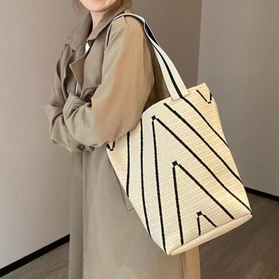 Women Knitted Handbag Women Large Capacity Simple Shoulder Bag