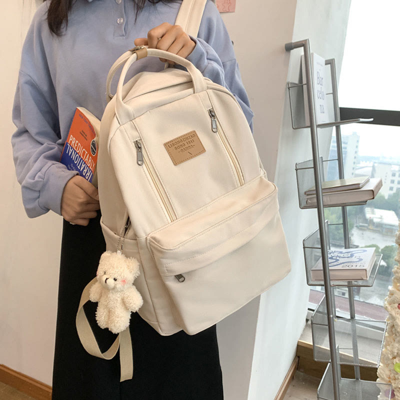 Backpack for Women Minimalist Plain Color Nylon Outdoor School Daypack