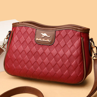 Crossbody Square Bag For Women Diamond Pattern Leather Commuter Purse