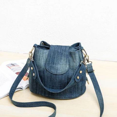 Denim Underarm Bucket Bag For Women Large Top Handle Bag