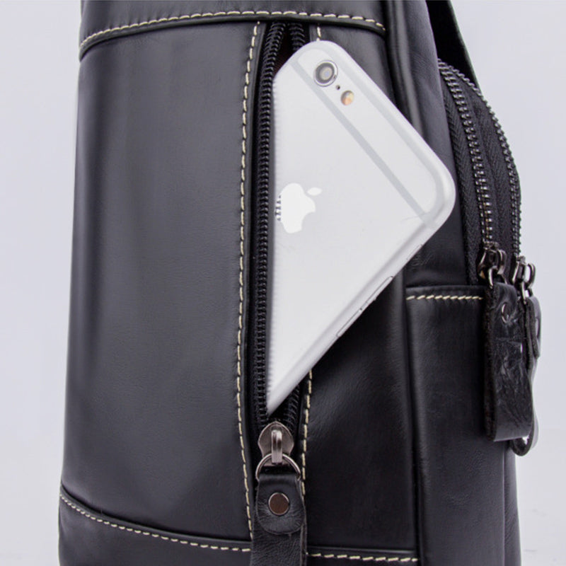Multi-Pocket Vintage Sling Bag With Headphone Jack