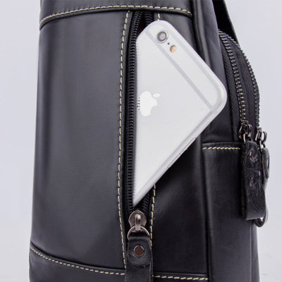 Multi-Pocket Vintage Sling Bag With Headphone Jack