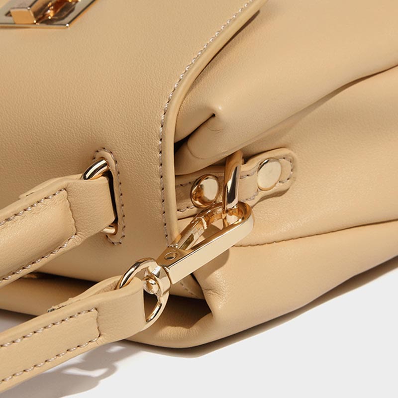Top-Handle Bag For Women Plain Color Vintage Soft Leather Crossbody Bag